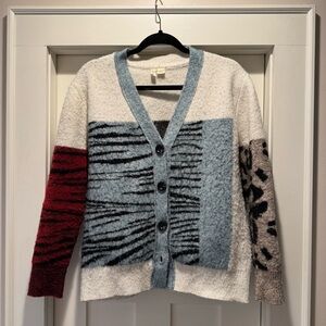 Moth Anthropologie Cardigan zebra block print Sweater